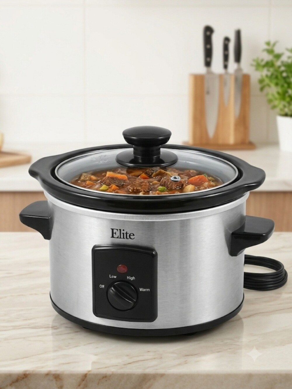 Elite Gourmet 1.5 Qt Slow Cooker Stainless Steel NIB MST-250XS